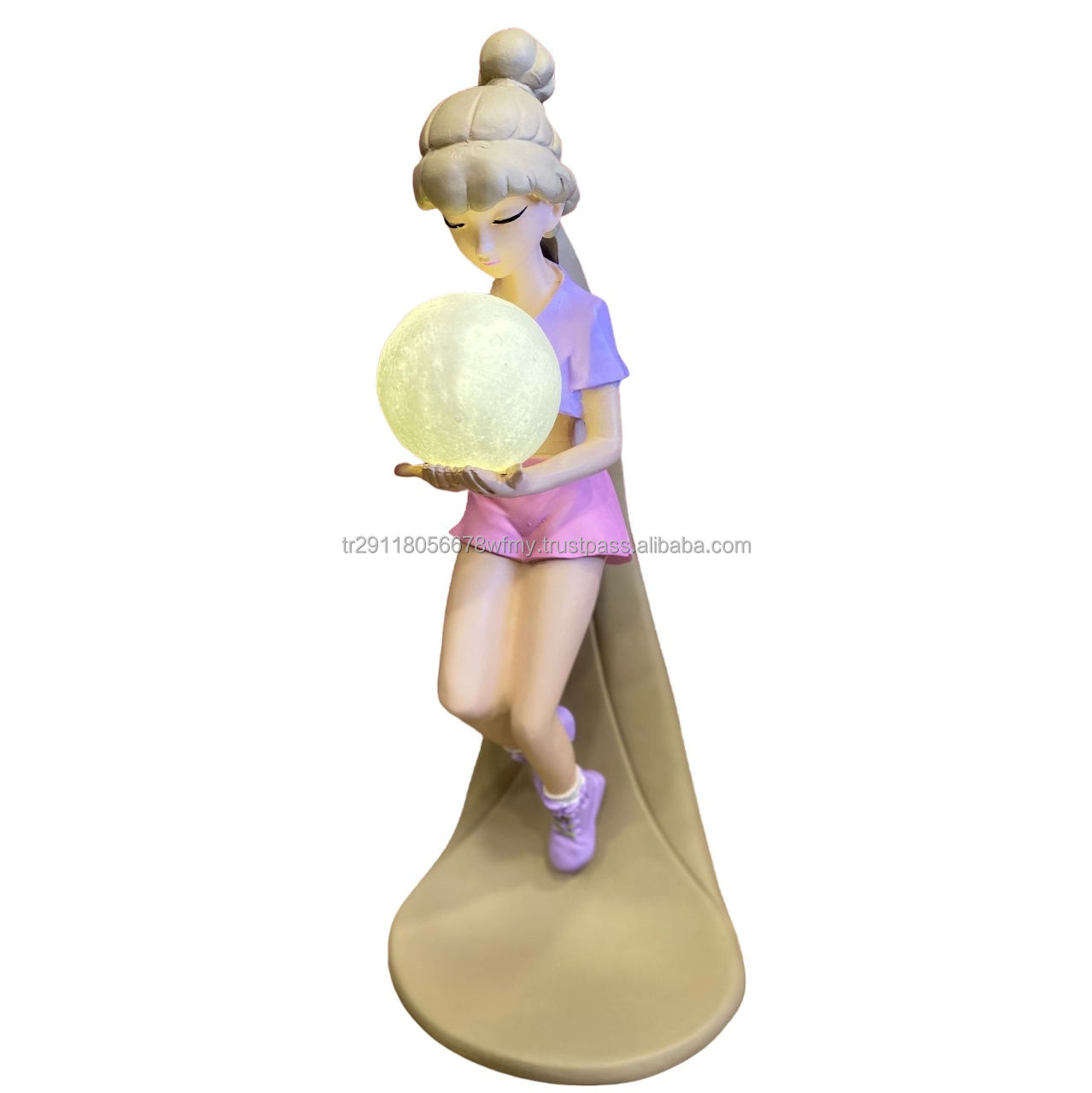 Best-Selling Resin Statue of an Asian Girl Holding a Moon Cute Aesthetic Table
