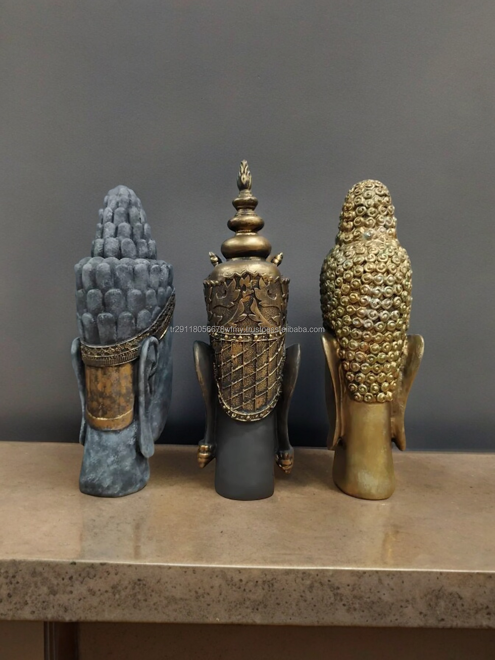 Thumbnail: Large Buddha Head Bust Statue for Tabletop