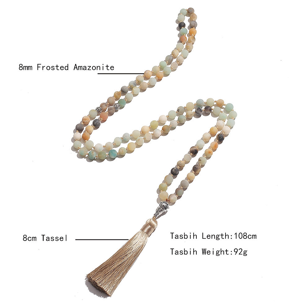 Thumbnail: Tasbih Prayer 99 Rosary Prayer Beads - 8mm Amazonite Knotted Necklace