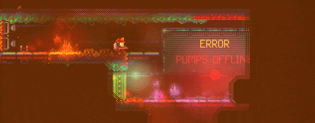 An animated gif showcases footage of the game Nuclear Blaze, displaying the various ways you navigate a room and put out fires.