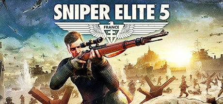 The key art for Sniper Elite 5 depicts a sniper putting the scope of his gun up to his eye in a warzone.