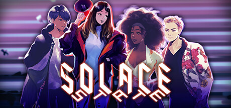 The key art for Solace State depicts its cast of characters in a line, all in fashionable clothing.