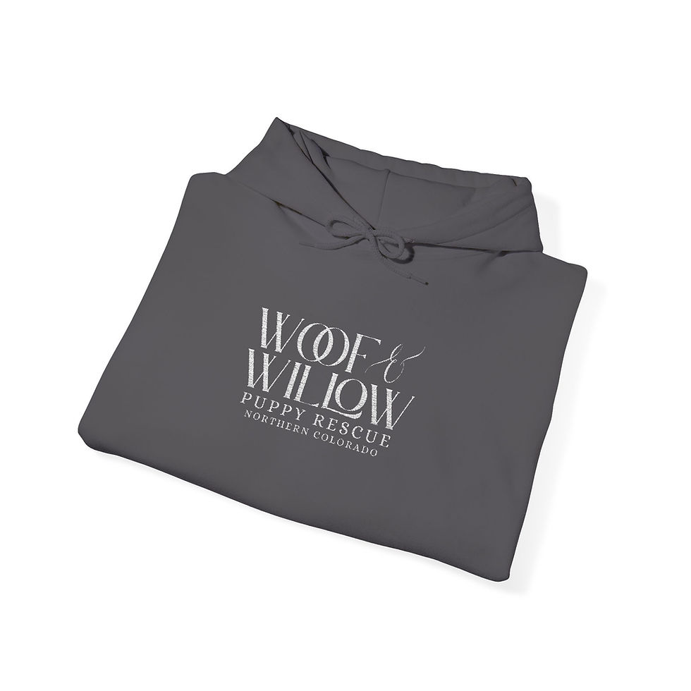 Thumbnail: Embroidered "Woof and Willow" Hoodie — Support Rescue Dogs