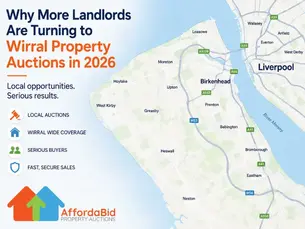 Illustrated map of the Wirral showing major locations across the peninsula, supporting an article about why more landlords are choosing Wirral property auctions to sell investment properties in 2026.