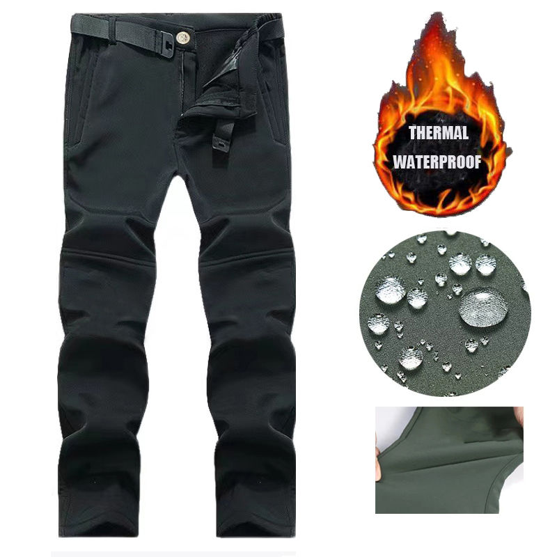 Thumbnail: Men's City Cargo Autumn Winter Fleece Softshell Hiking Pants Fishing Climbing Tr