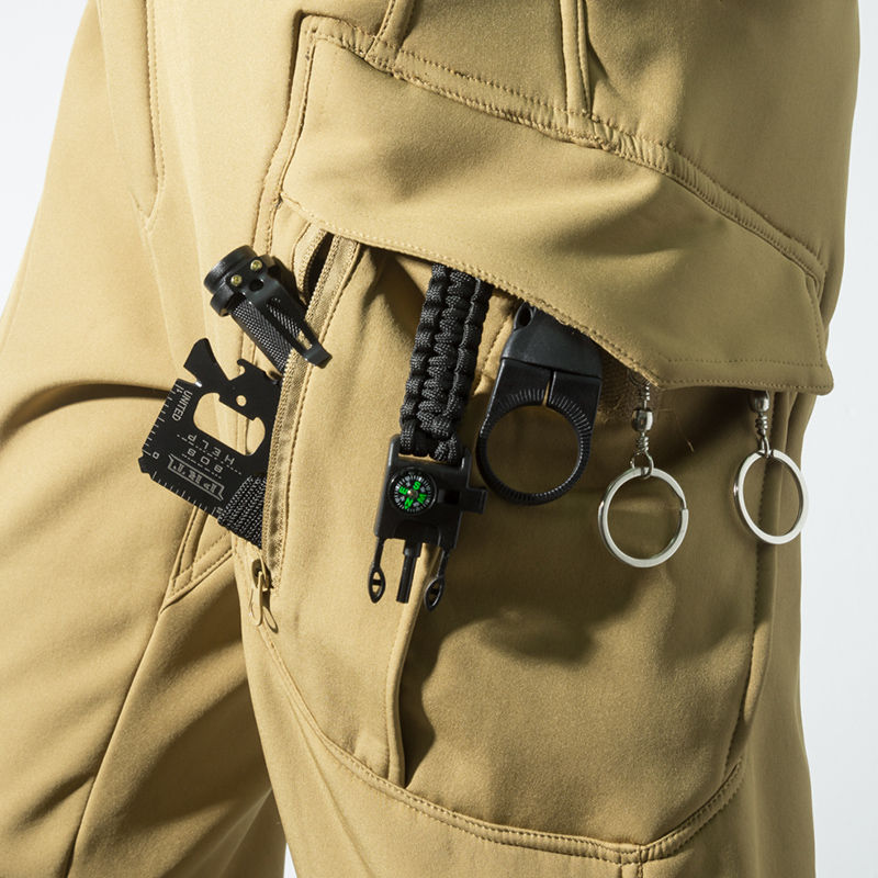 Thumbnail: Men's City Cargo Autumn Winter Fleece Softshell Hiking Pants Fishing Climbing Tr
