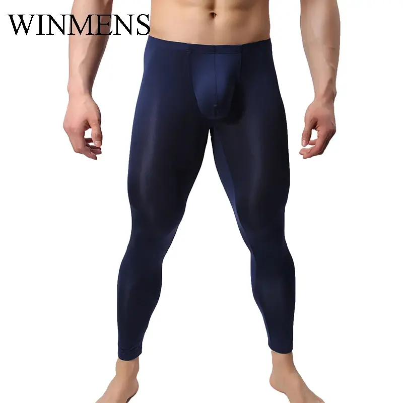 Miniatura: Solid Ultra-Thin Men's Pajama Pants Translucent Mesh Adult Man Sleeping Tights