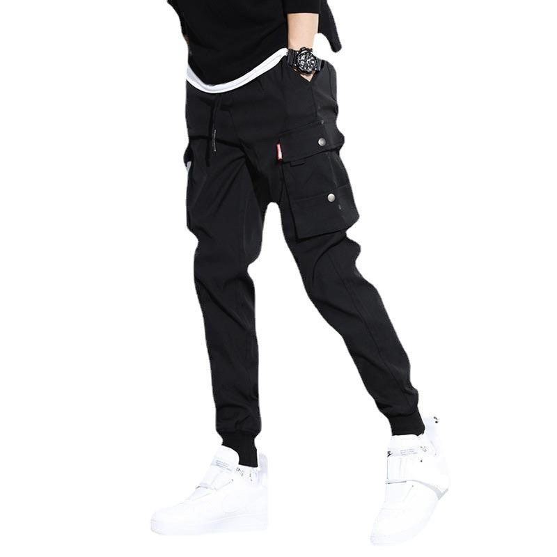 Thumbnail: 2024 New Trendy Solid Color Pants, Multi Flap Pocket Men's Cargo Pants, Loose Ca