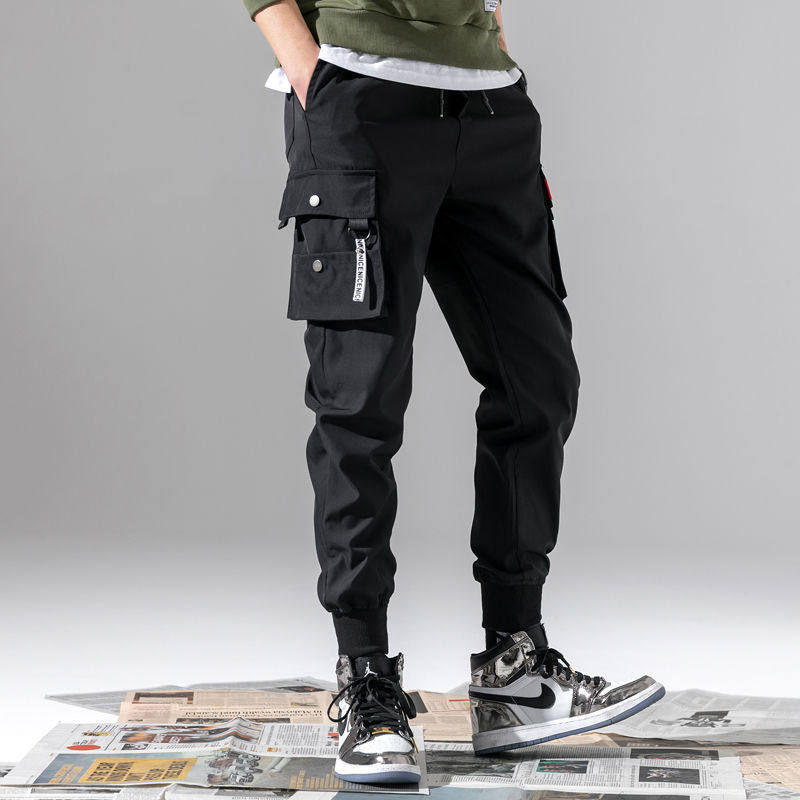 Thumbnail: 2024 New Trendy Solid Color Pants, Multi Flap Pocket Men's Cargo Pants, Loose Ca