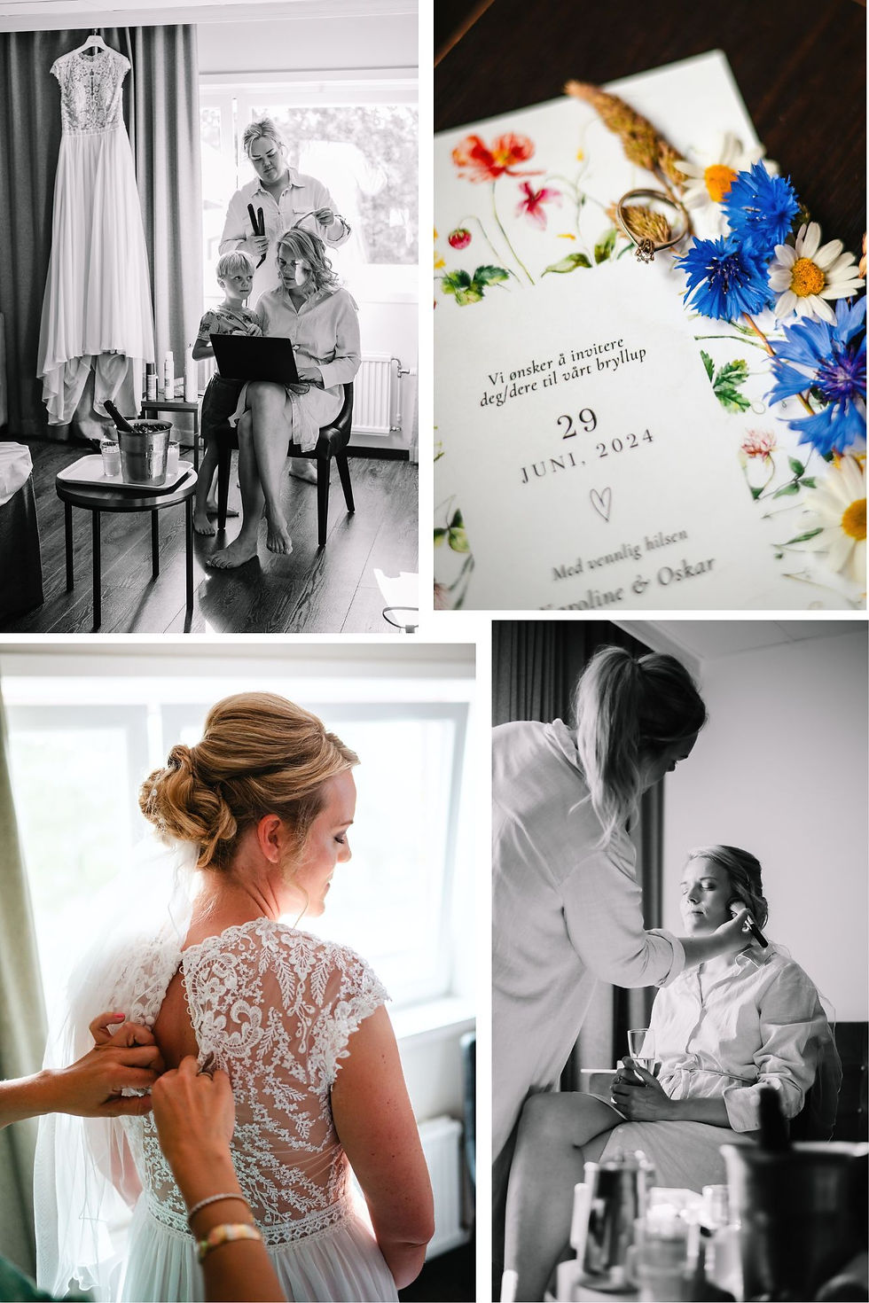 Moments by Stine Camilla, Brudens forberedelser, First Hotel Royal, Säffle. Avslappet, romantisk stemning.