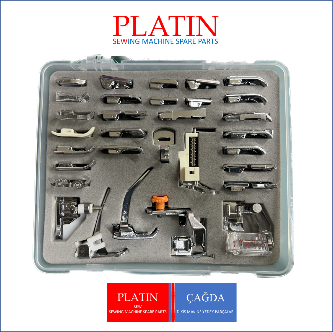 PLATİNsew 32 Parça Ev tipi Dikiş Makine Ayak Seti Plastik Kutu