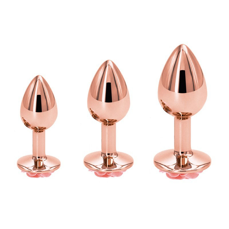 Thumbnail: Rose Gold Metal Anal Plug with Flower Design