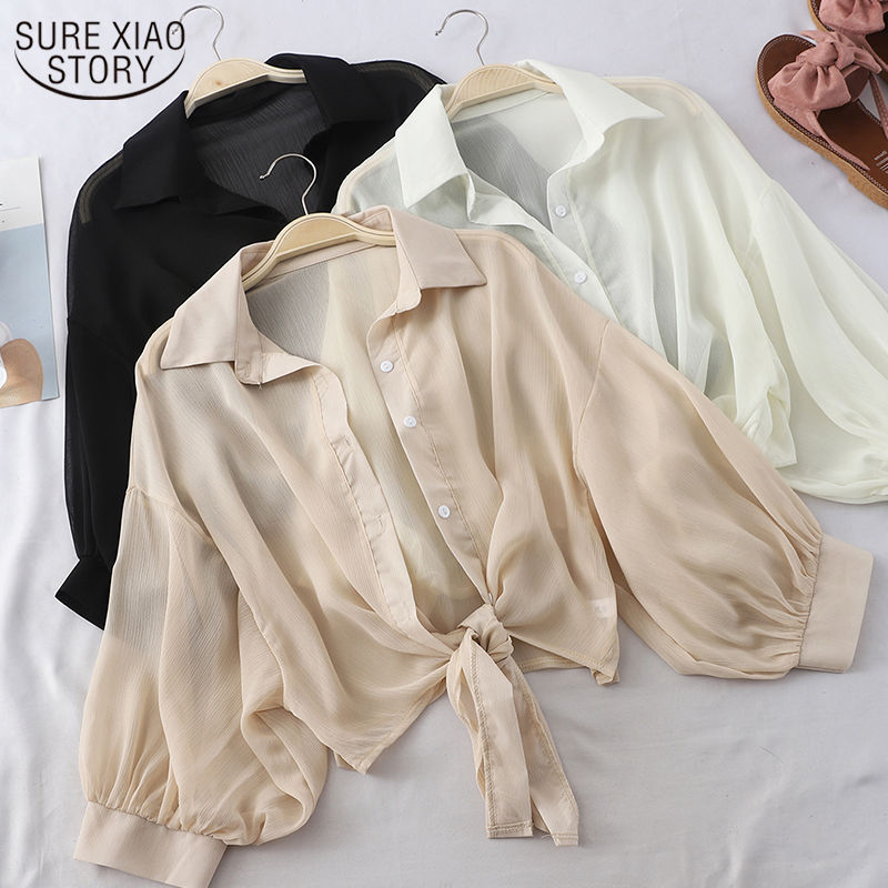 Elegant Women's Casual Chiffon Button-Up Shirt