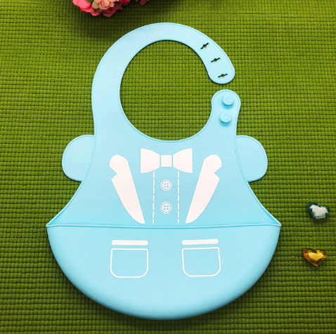 Thumbnail: Silicone Waterproof Adjustable Cartoon Bibs for Kids