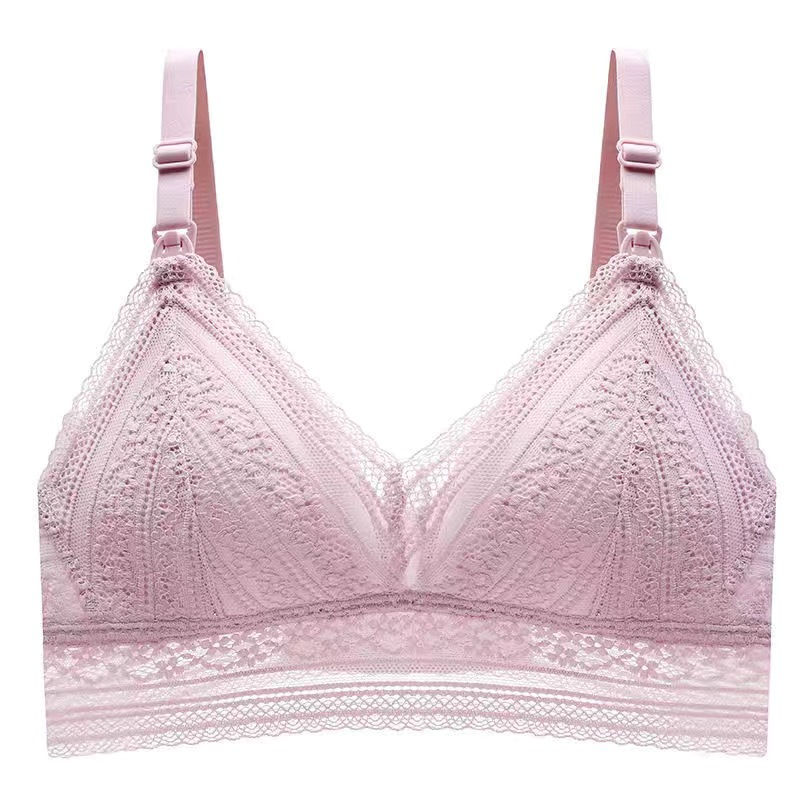 Thumbnail: Sexy Lace Nursing Bra for Pregnant Women (Wireless)