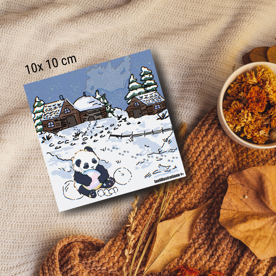 Hoshi panda Kartopu illustrasyon Fotoğraf baskısı I 10x10cm