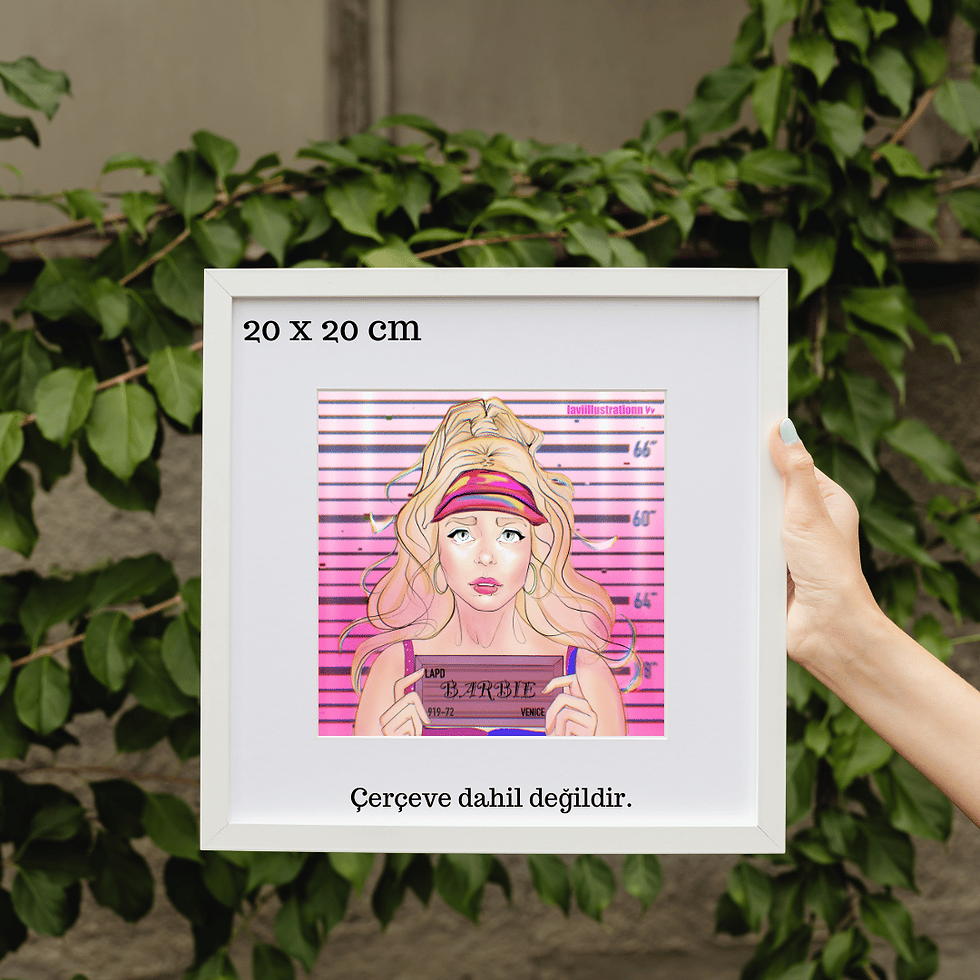 "Barbie" filmi  dijital çizim fanart fotoğraf baskısı I 20 x 20 cm
