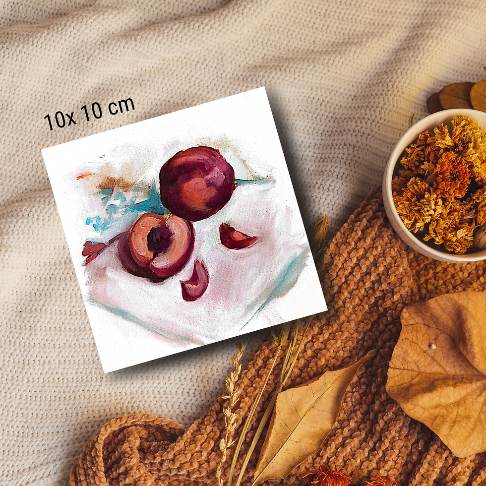 Yağlı boya "Şeftali kompozisyonu "Fotoğraf baskısı I10x 10 cm