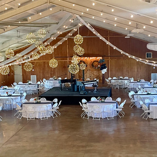 Amarillo event space set up for fundraising luncheon sponsored by local business. Large venue hosts large business events during the week.