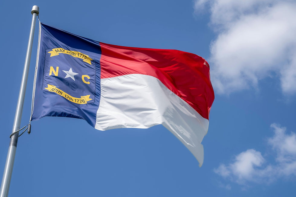 North Carolina Flag in Colour, caught in wind