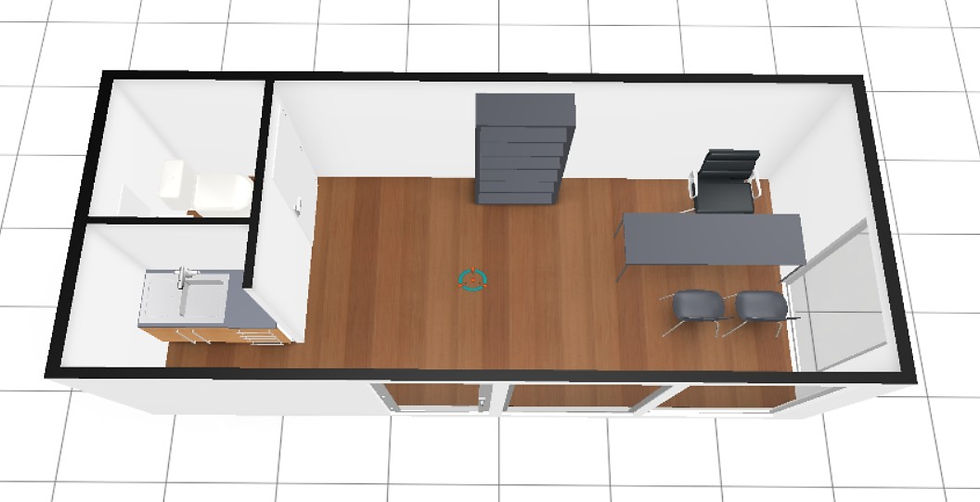 Miniature : Conteneur de bureau 18 m² avec WC et kitchenette