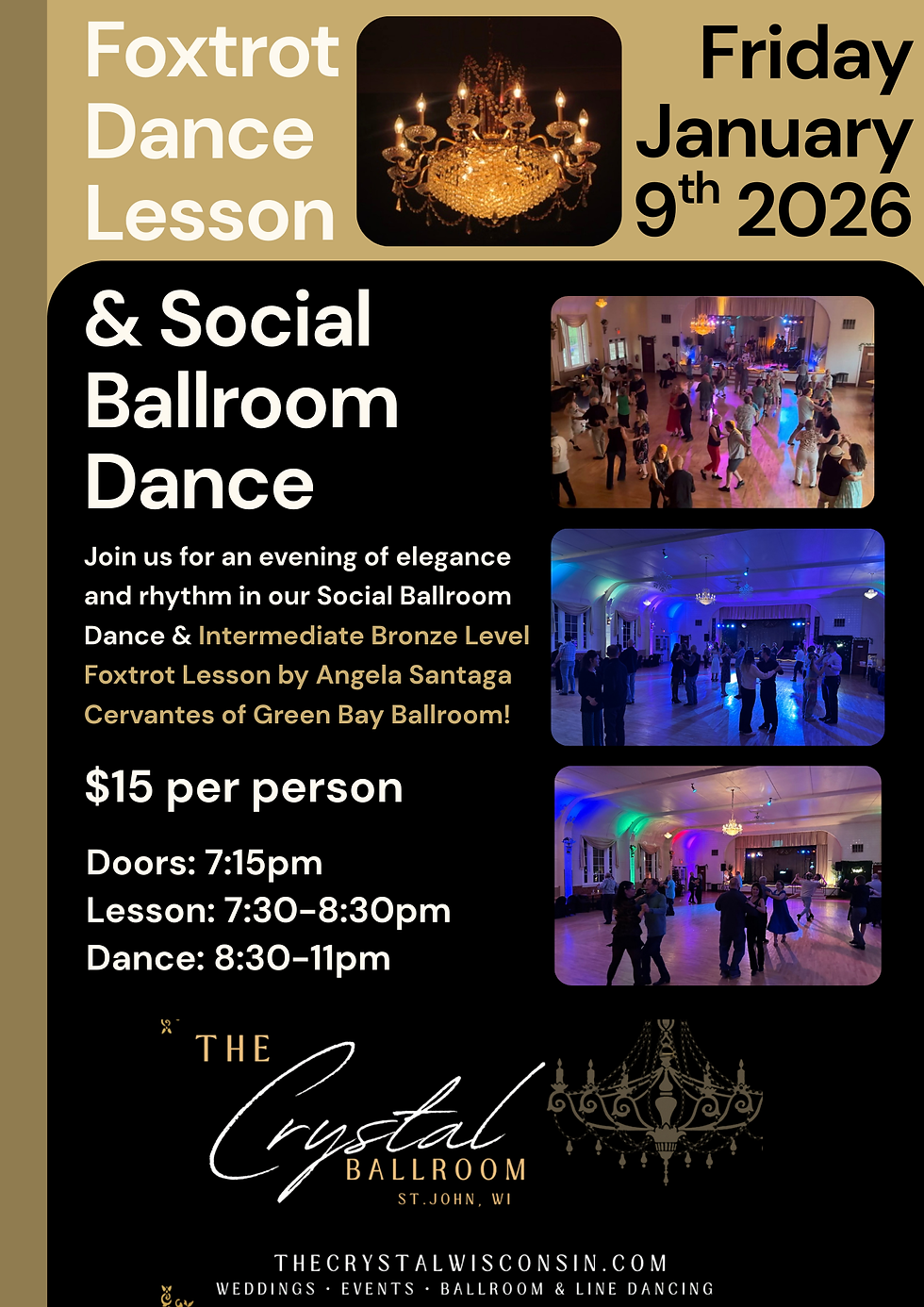 Friday Night Ballroom & Lessons! Foxtrot Lesson with Angela of Green Bay Ballroom