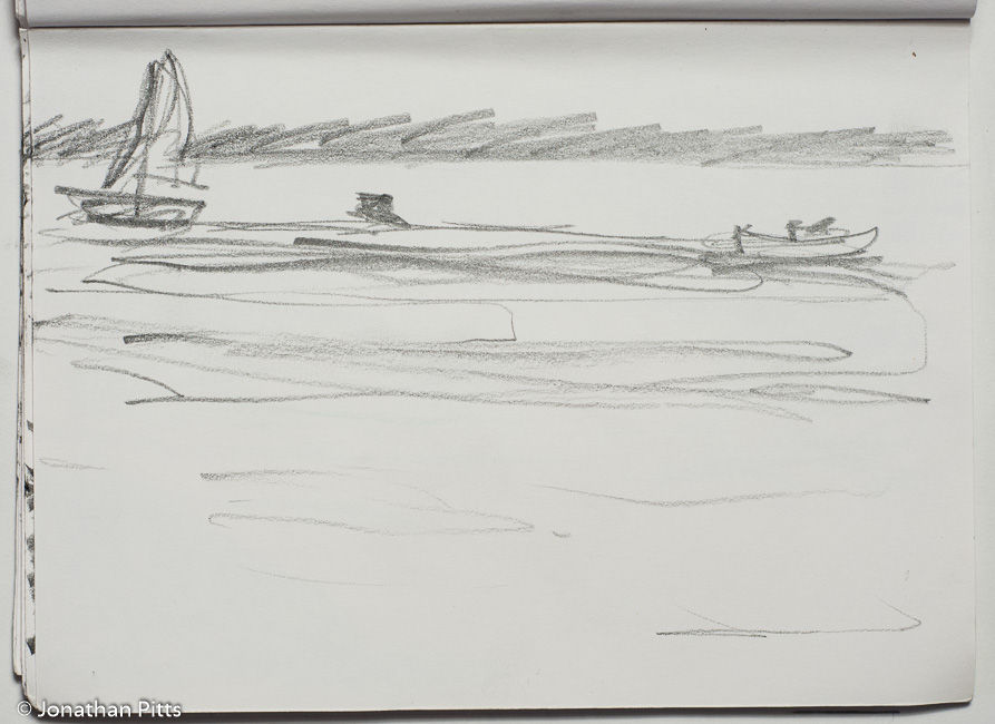 Jonathan Pitts Sketch of East Head. Jonathan has won the Sunday Times Watercolour competition 2nd prize.