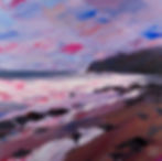 Acrylic on canvas impasto painting for sale with jonathanpitts.com by Jonathan Pitts artist. These paintings are calm and relaxing, they are about feeling calm and looking out across the blue ocean to try to see the distant headlands. Although they are marine paintings, they are as much paintings of the sky as they are a paintings of the sea.