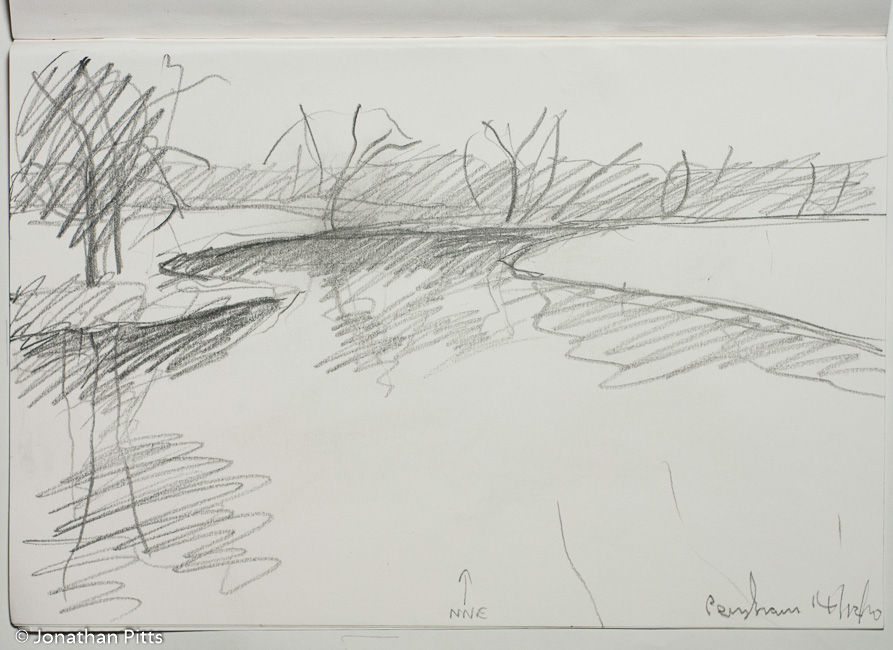 Jonathan Pitts Sketch of the River Avon in Worcestershire