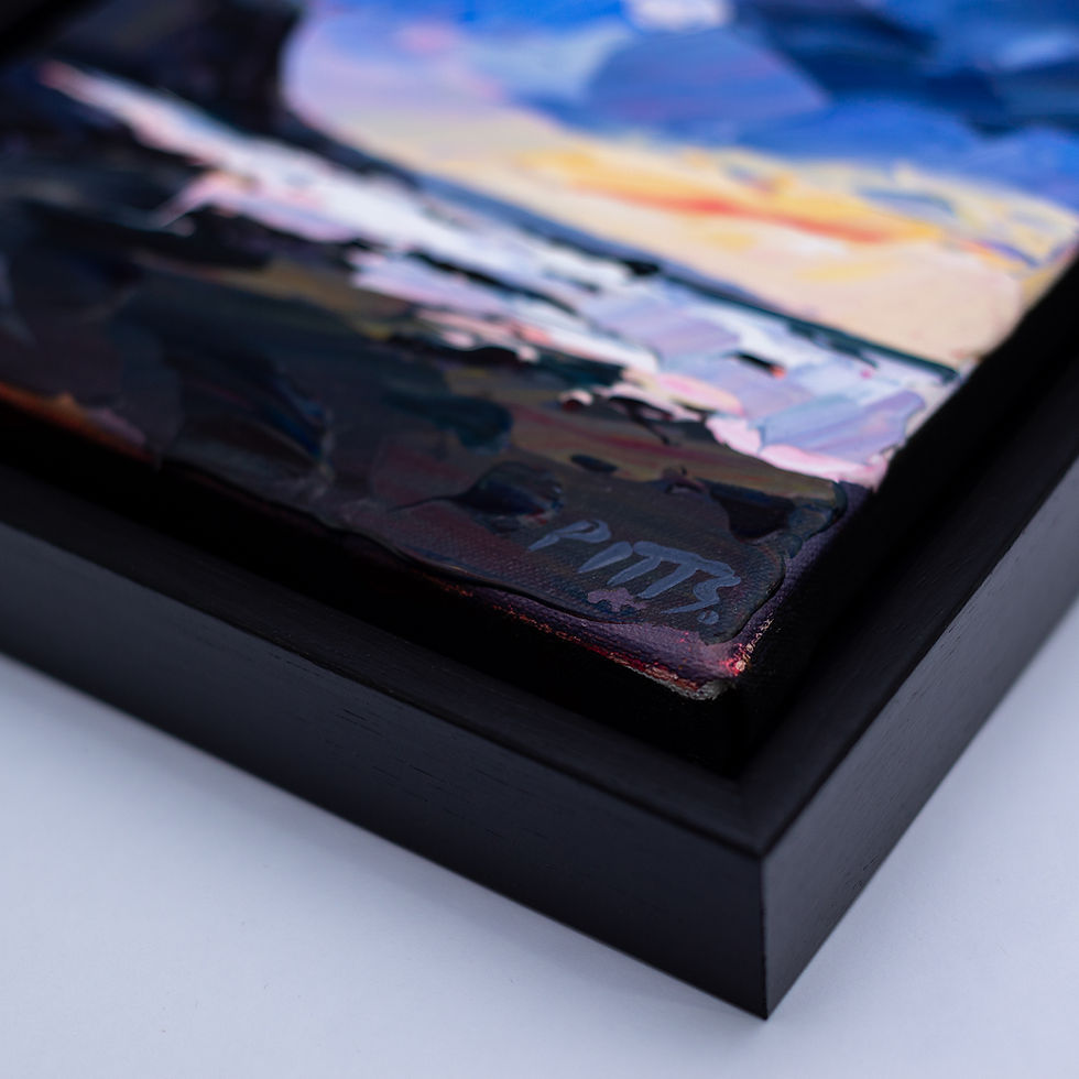 Thumbnail: Impressionist painting of the Cornish coast at Bude depicting a coastal landscape at sunset by Jonathan Pitts Artist.