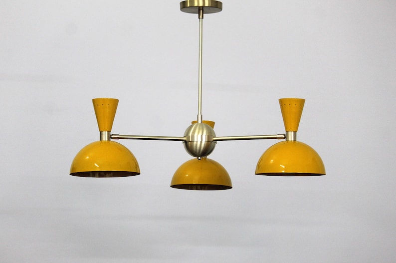 Thumbnail: Handcrafted Modern Brass Chandelier 3 Arm 3 Light Luminaire
