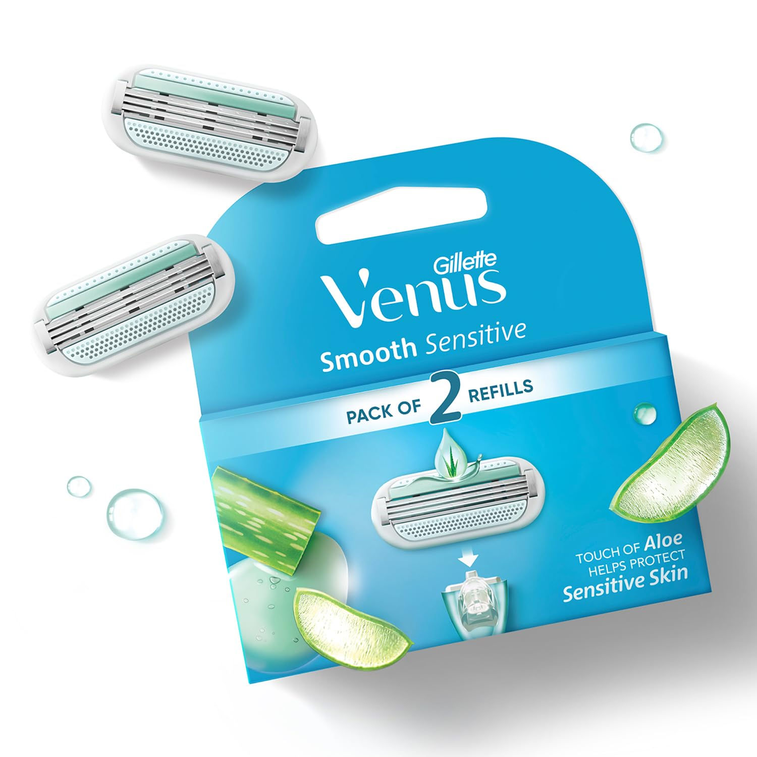 Gillette Venus Hair Removal Razor Blades/Refills/Cartridges for Women - 2 Pieces