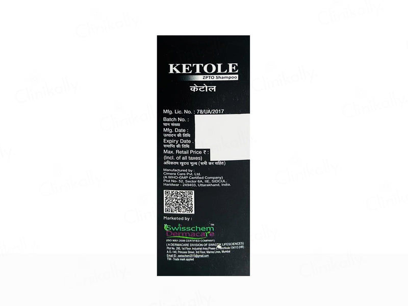 Thumbnail: Swisscosmed Ketole ZPTO Medicated Anti-Dandruff Shampoo 100ml Each (Pack of 2 )