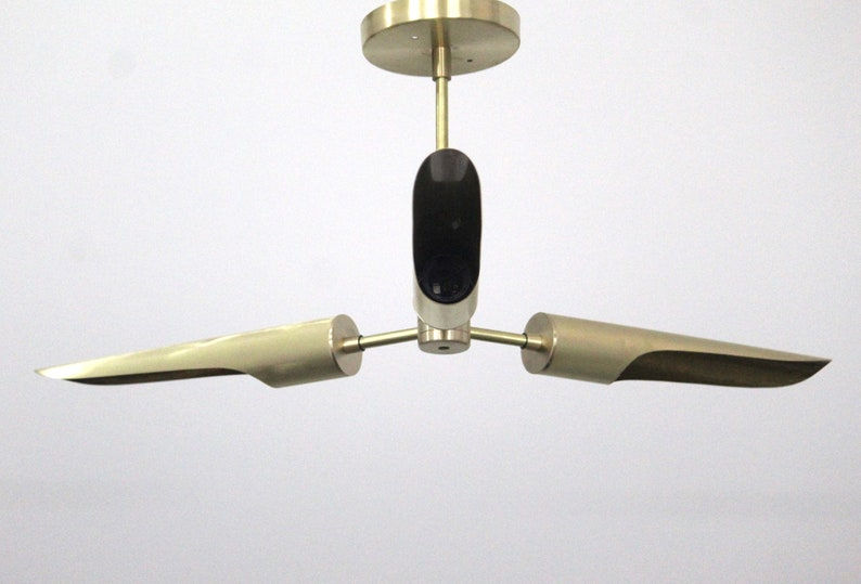 Thumbnail: Elegant 3 Arm 3 Light Modern Brass Chandelier Luminaire