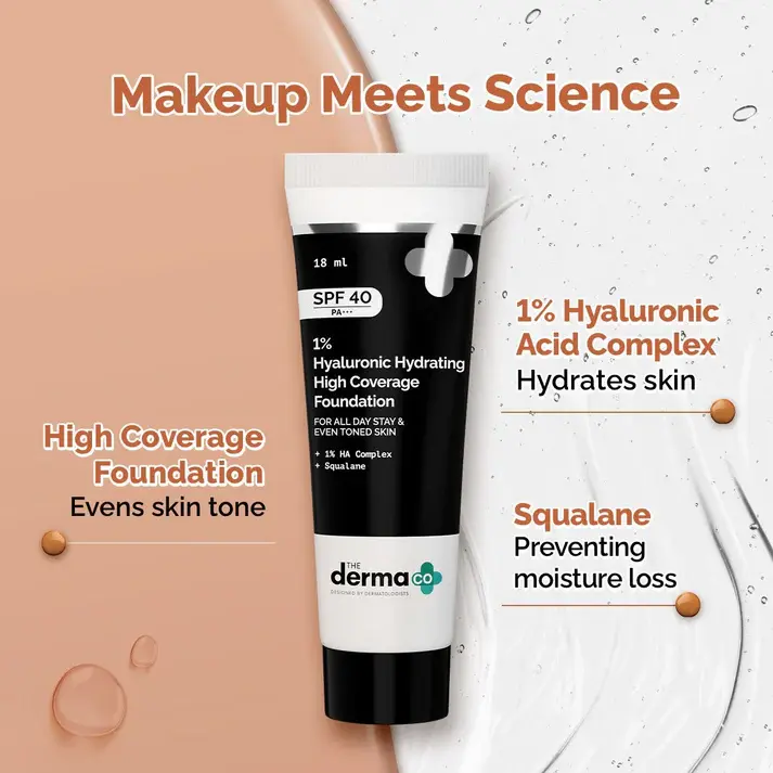 Thumbnail: The Derma Co1% Hyaluronic Hydrating High Coverage Foundation With SPF 40 PA+18ml