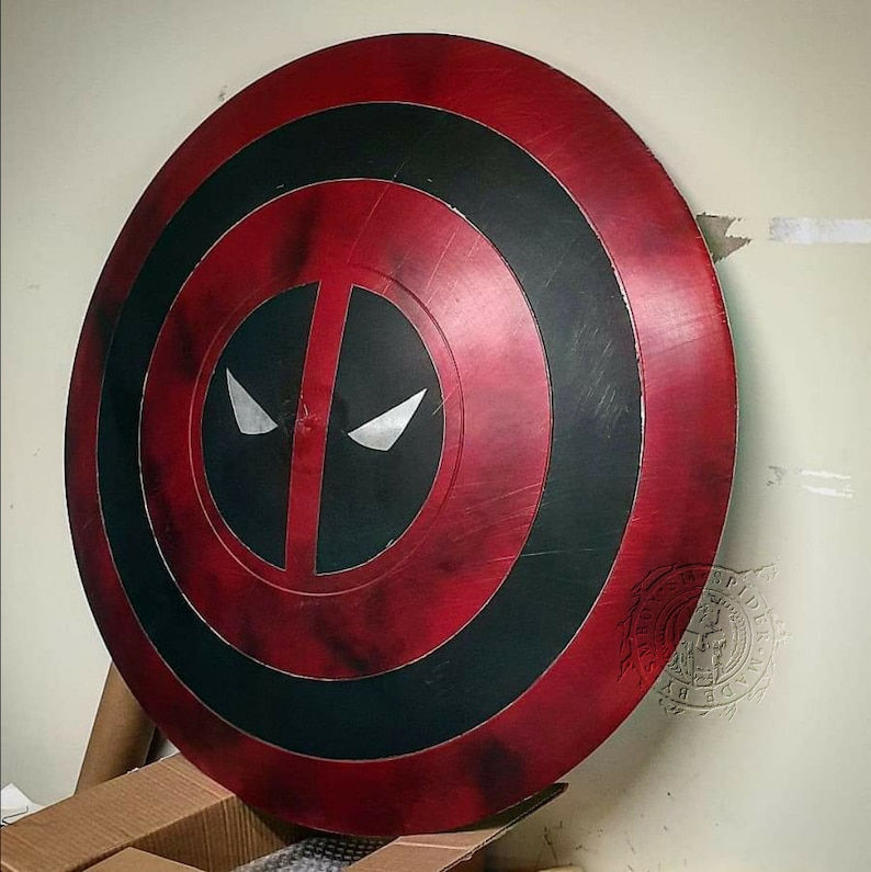 Thumbnail: Captain Deadpool Shield, Hand-Painted Steel Replica - Cosplay, Wall Decor