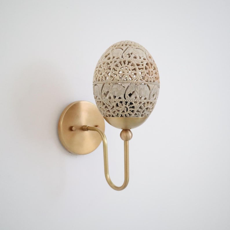Natural Hand-Carved Alabaster Wall Light For Your Bedroom, Living Room