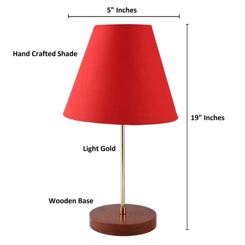 Thumbnail: US Table Lamp Along Handmade Conical Red Lamp Shade,Living Room