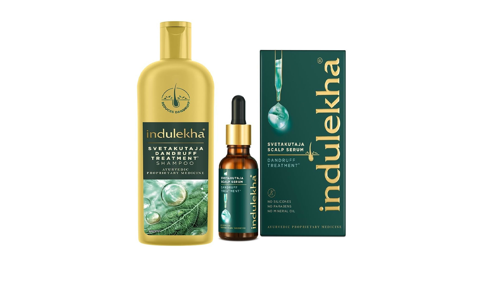 Indulekha Anti Dandruff Shampoo 340ml & Scalp Serum, 30ml