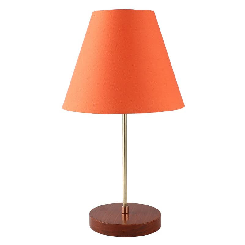 Thumbnail: US Table Lamp Along Handmade Conical Orange Lamp Shade,Living Room