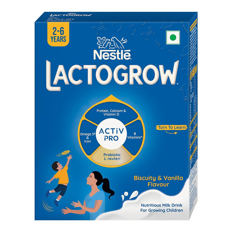 LACTOGROW Nutritious Milk Drink Powder Biscuity Vanilla Flavour 2 - 6 Years,400g
