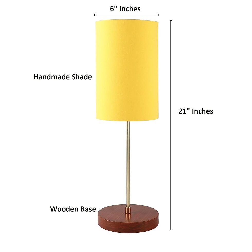 Thumbnail: US  Table Lamp Along Handmade Cylinder Dark Yellow Lamp Shade,Living Room