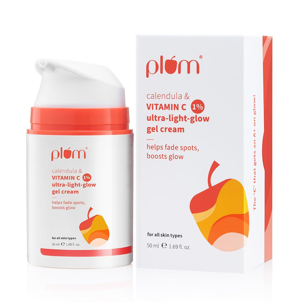 Plum 1% Vitamin C Ultra-Light-Glow Boosting Gel Cream,50ml Each (Pack of 2)