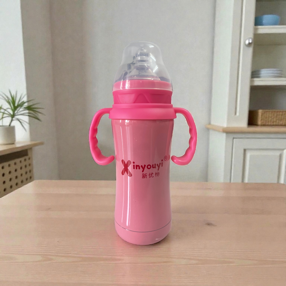 US Baby Feeding Bottle Stainless Steel Milk Thermosteel Feeder, 180ml (Pink)
