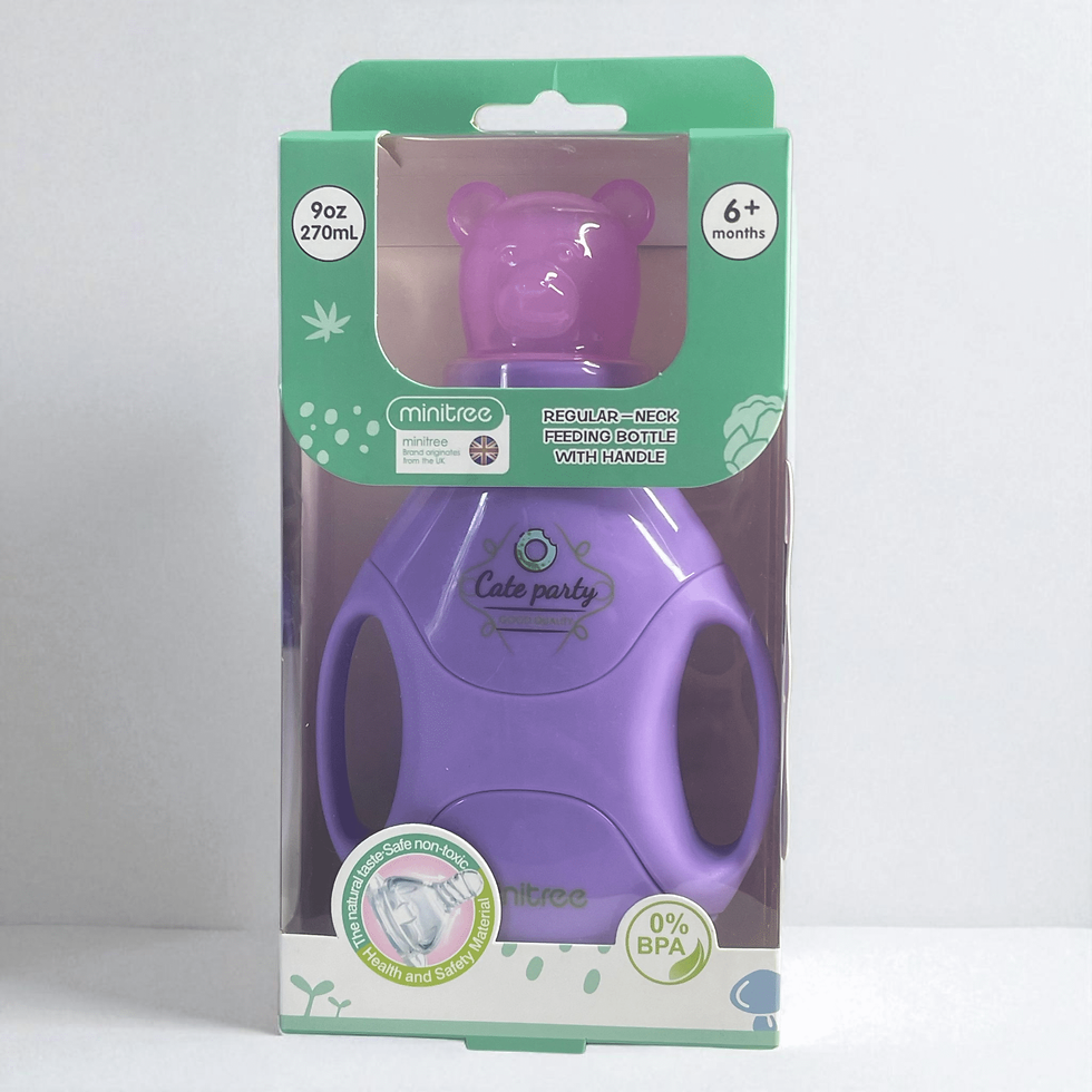 Thumbnail: MINI TREE Regular NECK WHITE Handle FEEDING BOTTLE, 270ml (Voilate) Pack of 2