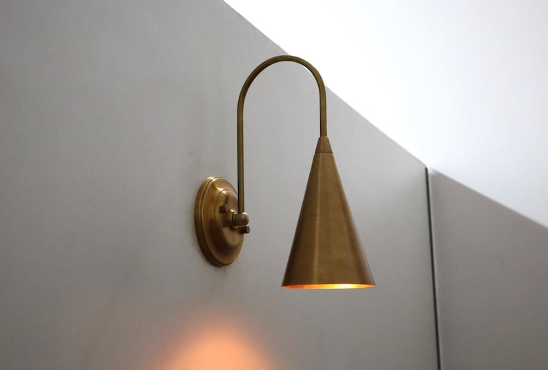 Thumbnail: Handcrafted Raw Brass Wall Lamp Modern Industrial Lighting for Your Home