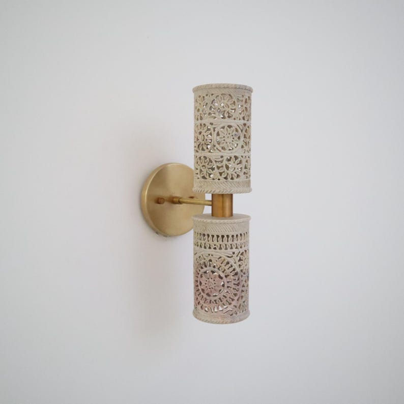 Thumbnail: Alabaster Wall SconceLight Natural Stone Fixture for Hallway,Bedroom,Living Room