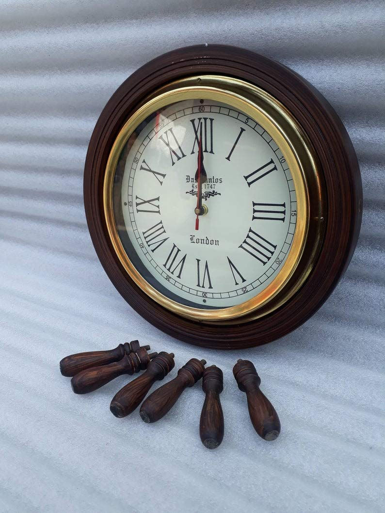Thumbnail: Wood, Glass Nautical Art Handmade Rosewood Wall Clock - Nautical Wall Decor