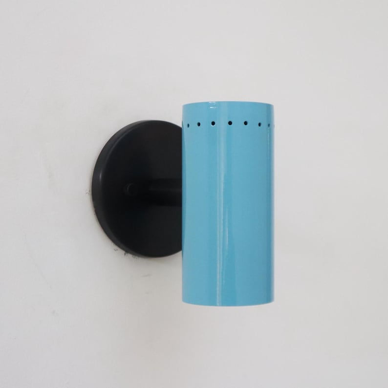 Thumbnail: Modern Blue Brass Wall Sconce Light,Minimalist Cylinder Lamp,ContemporaryFixture