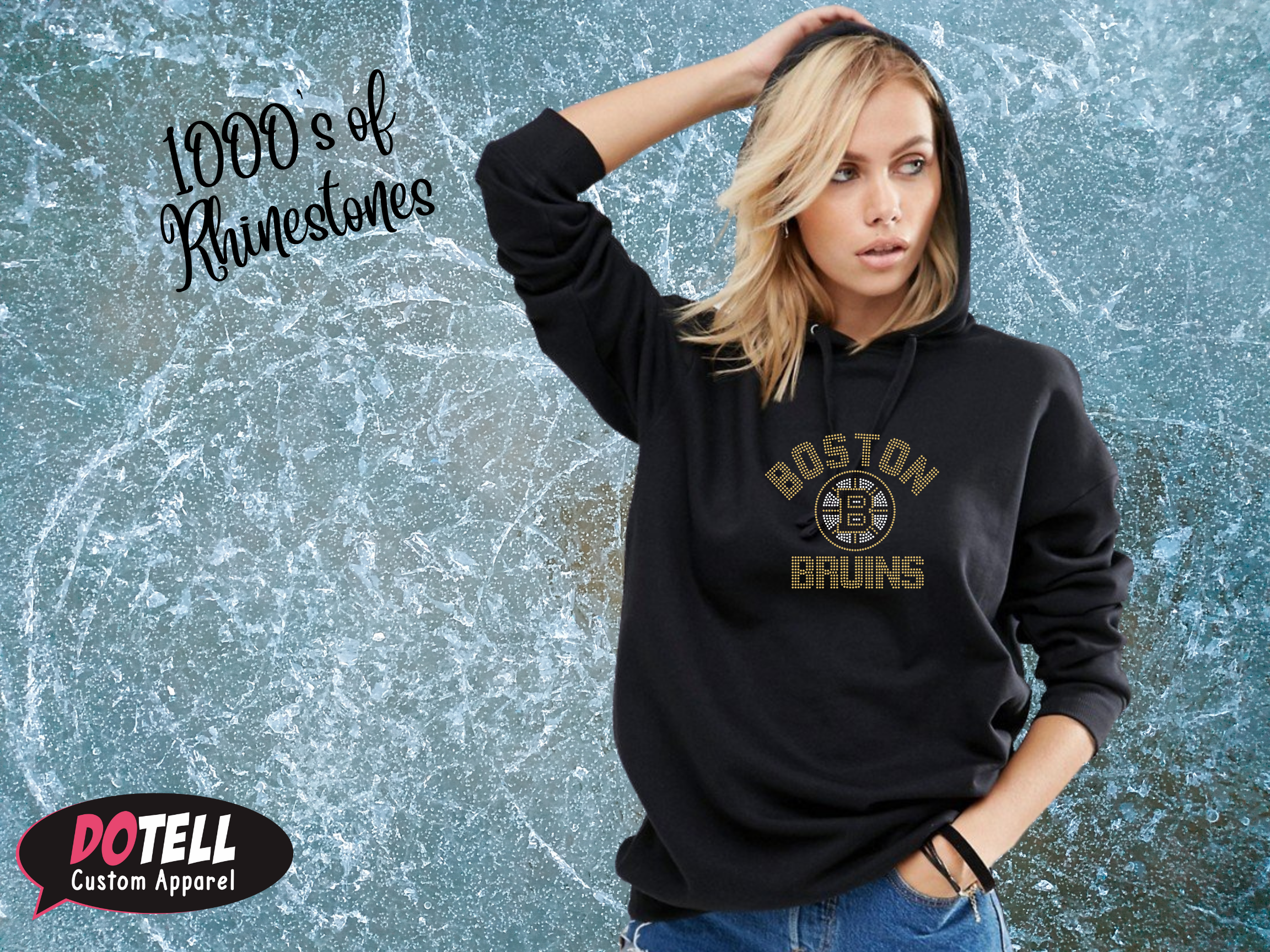 Boston Hoodie In Rhinestones